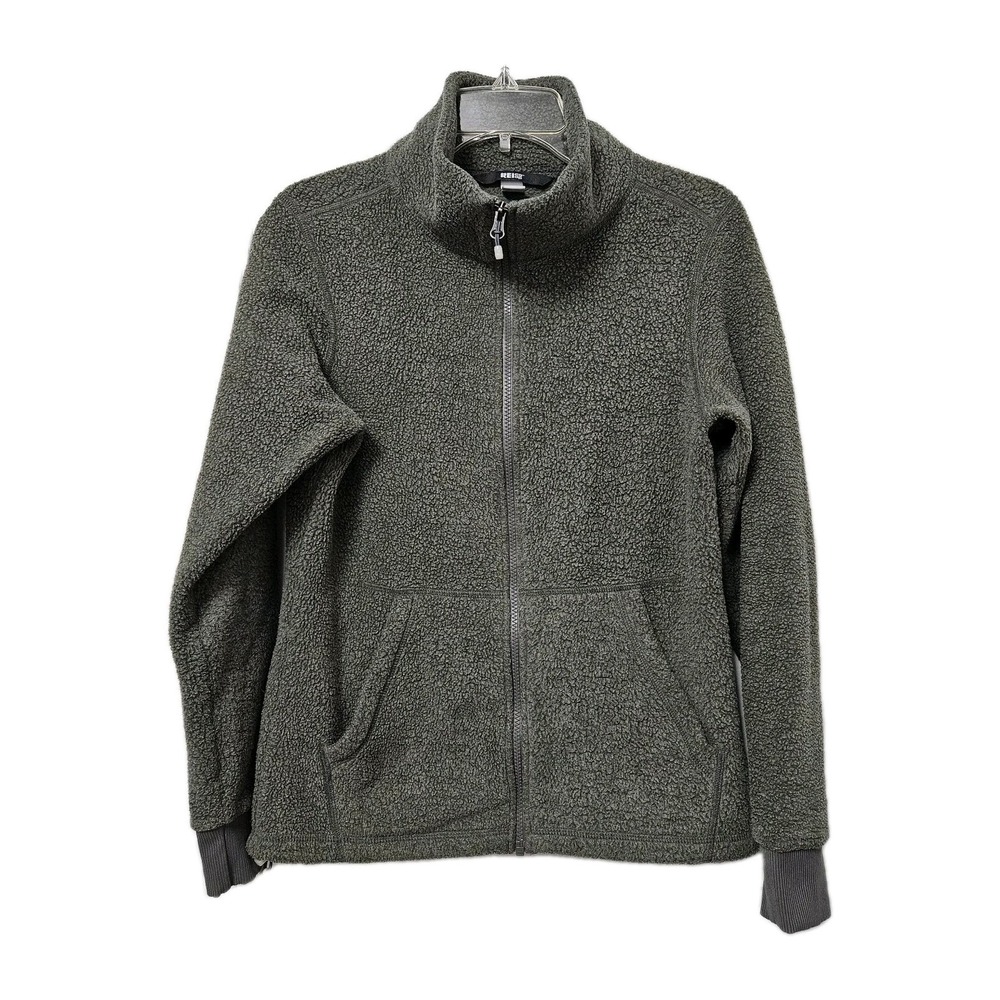 REI Fleece Jacket Womens‎ Small Green Co-op Sherpa Full Zip Mock Neck Outdoor